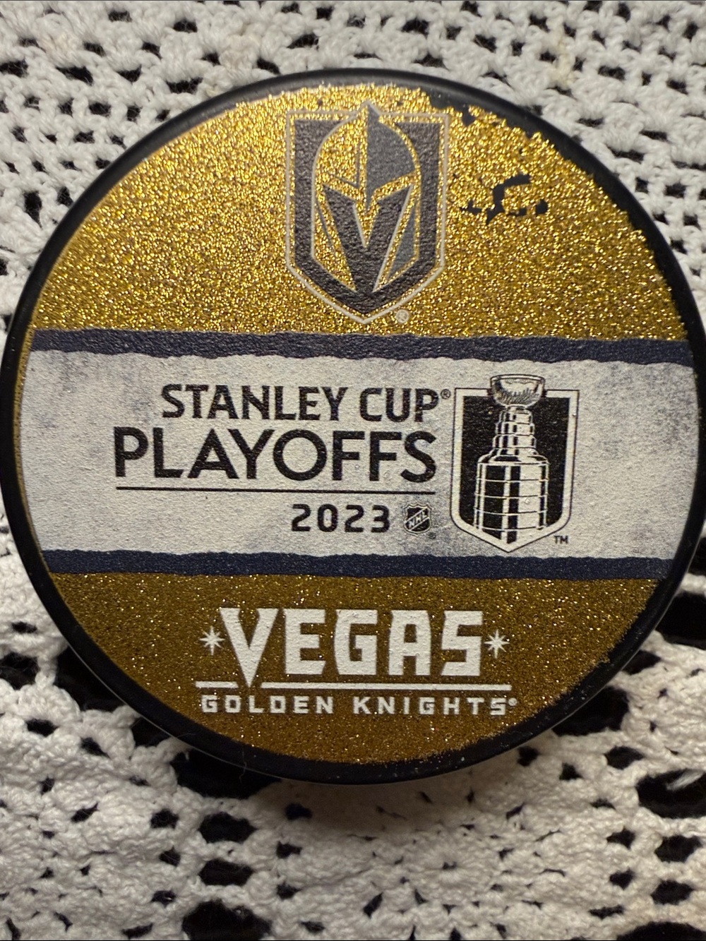 Stanley Cup Playoffs 2023 Gold Hockey Puck - Picture 2 of 6